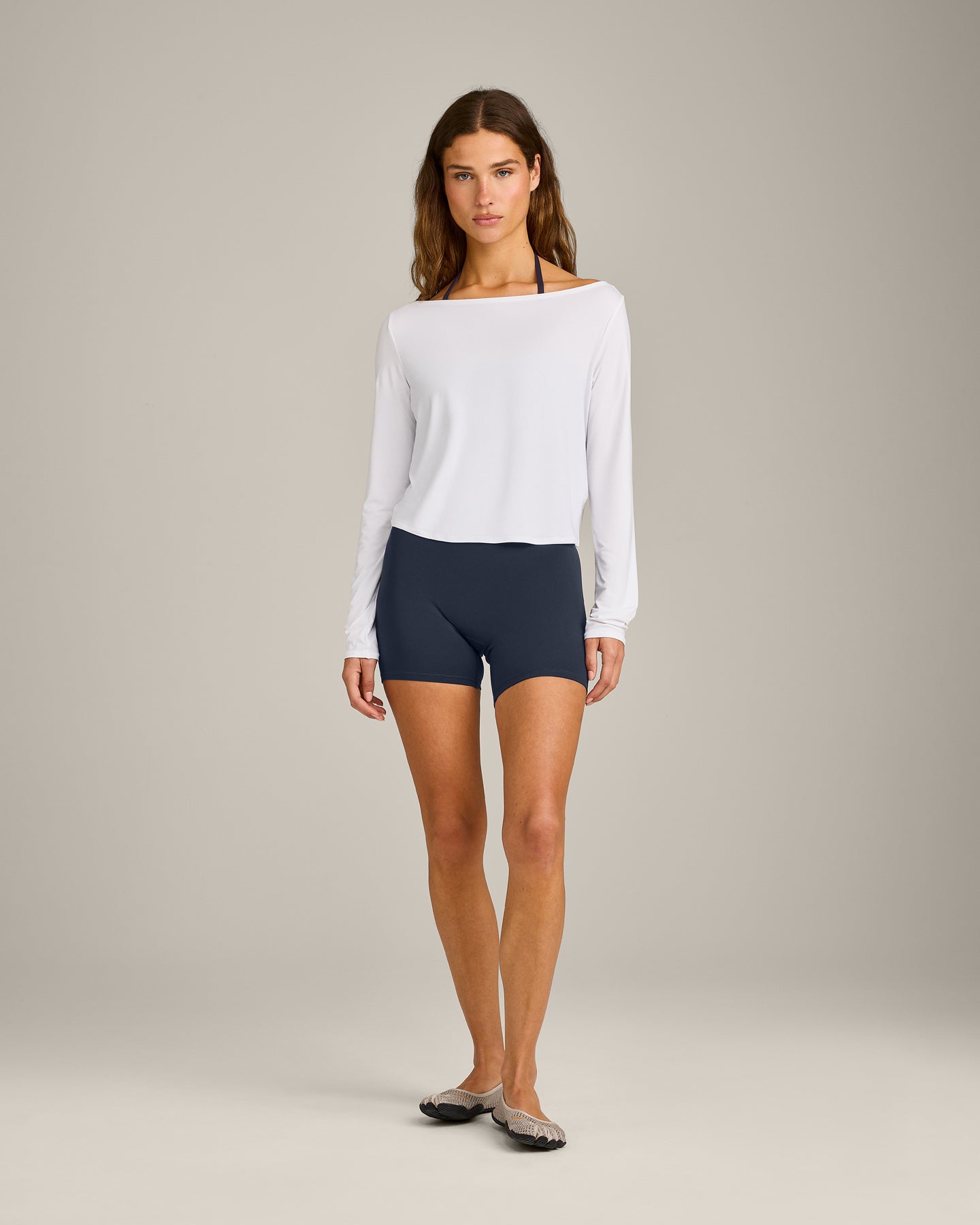 FormeSoft Relaxed Slash Neck Long Sleeve Top | White - Image 3