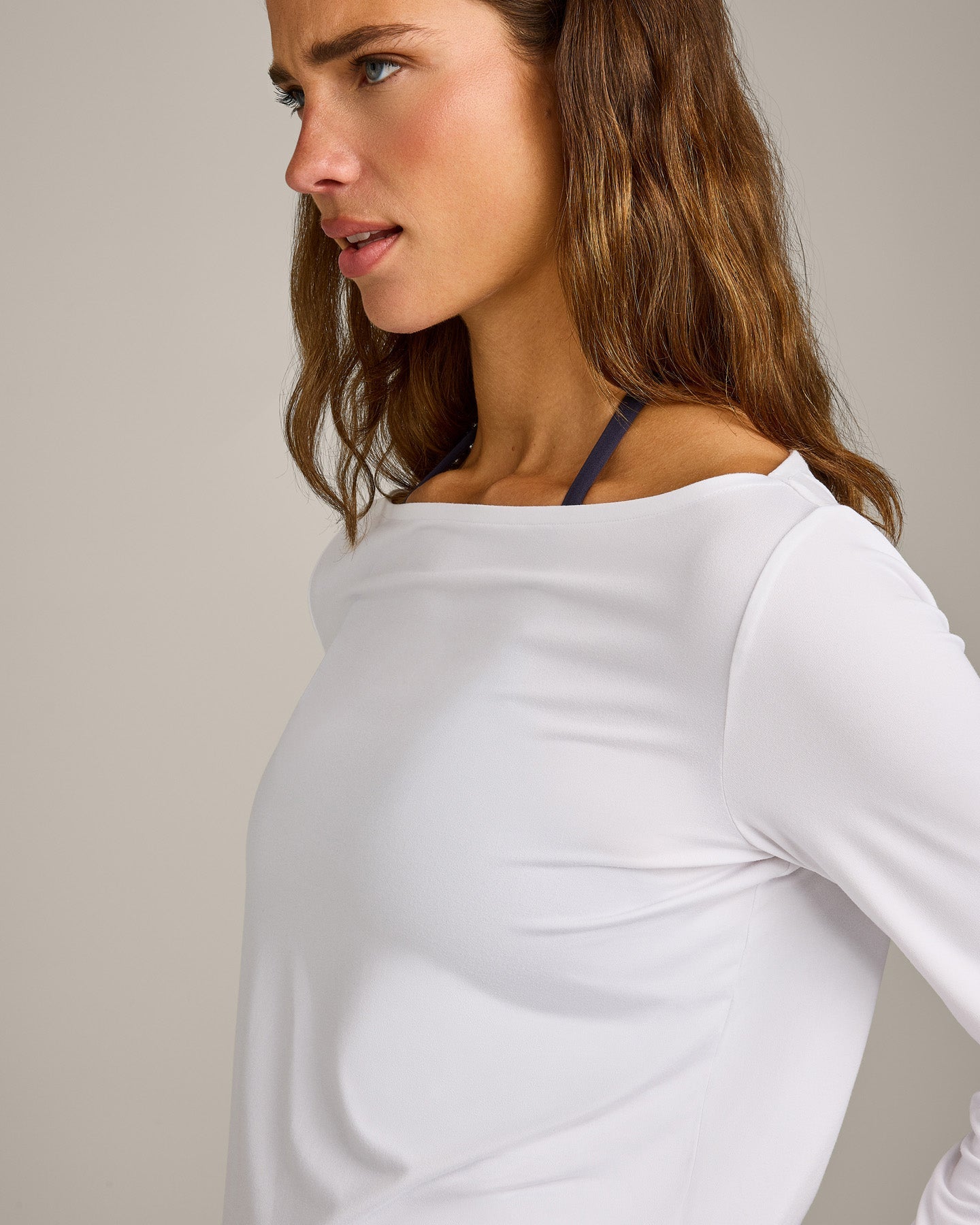 FormeSoft Relaxed Slash Neck Long Sleeve Top | White - Image 6