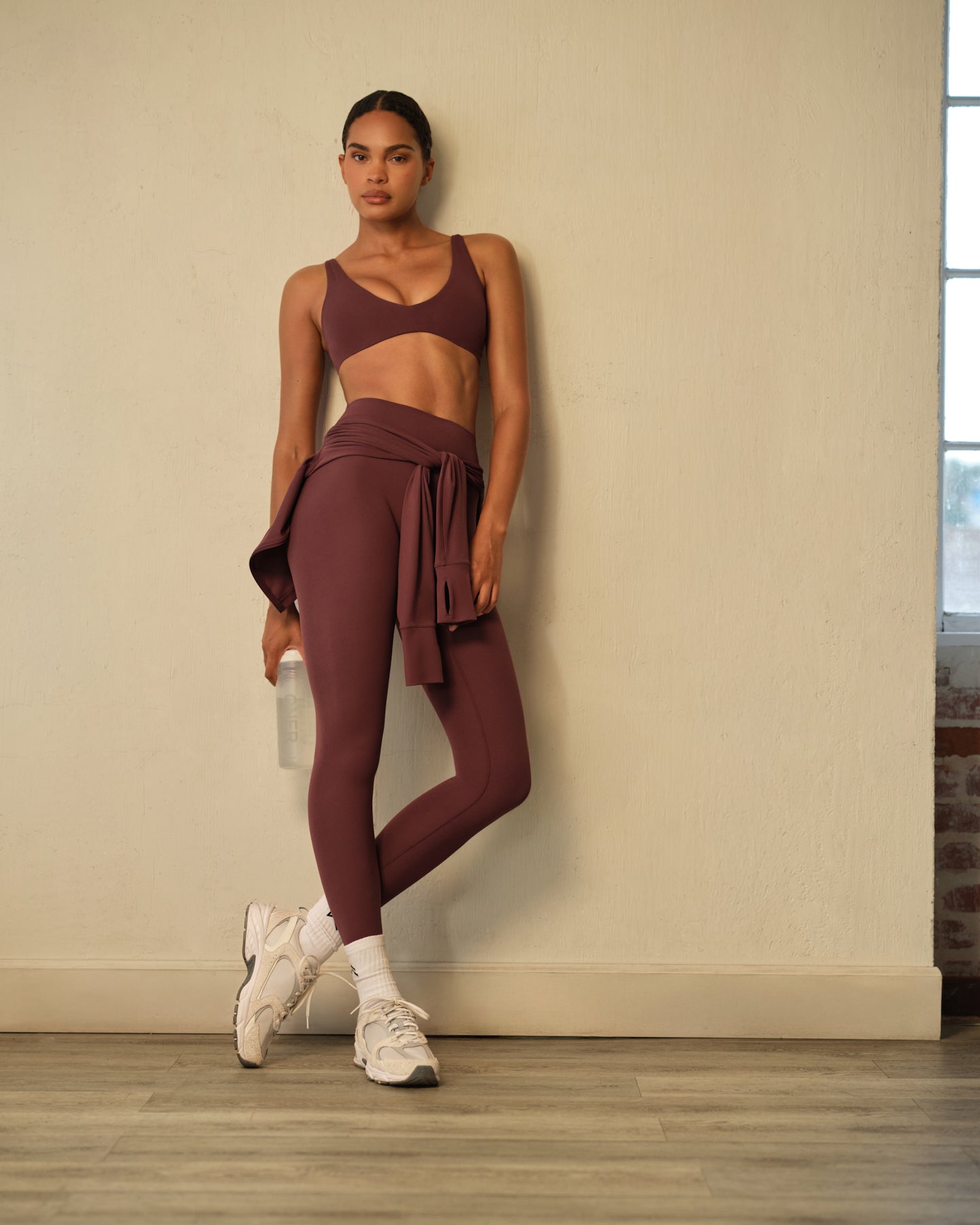 SoftMotion High Waisted Leggings with Grey Logo | Velvet Mocha - Image 2