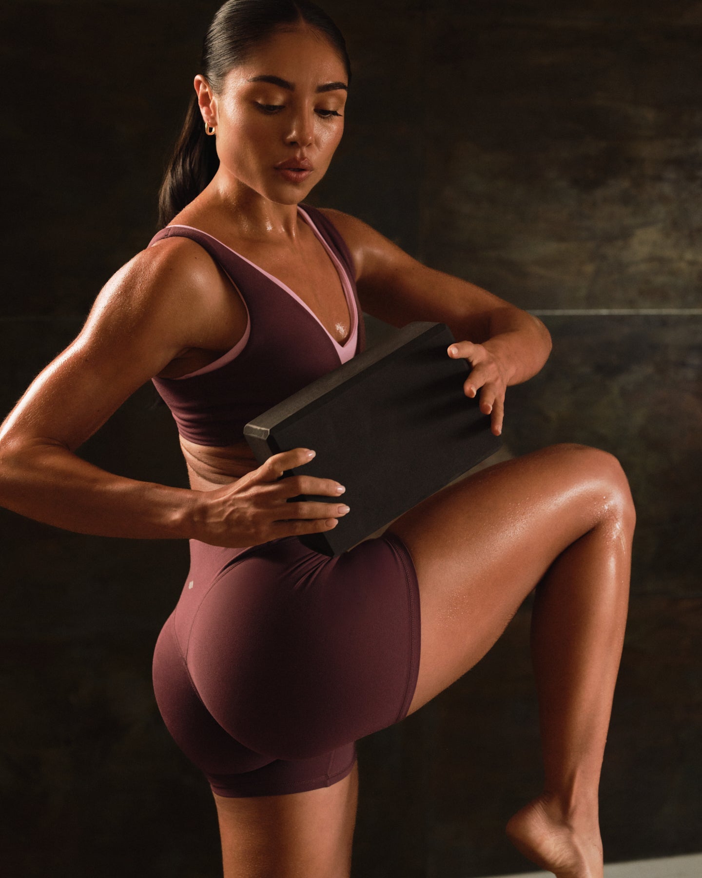 SoftMotion High Waisted Shorts 6" with Grey Logo | Velvet Mocha - Image 2
