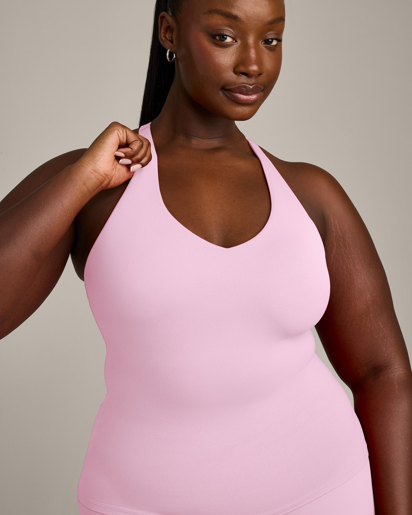 SoftMotion Racer Back Vest with Built in Bra Shelf with Grey Logo | Chalk Pink - Image 2