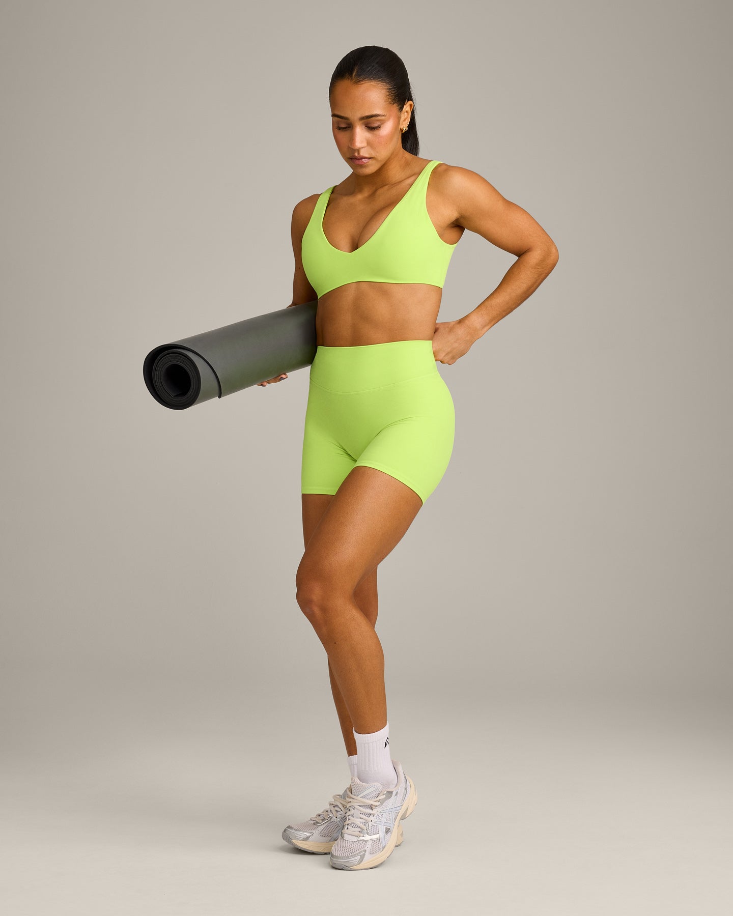 SoftMotion Scoop Back Bralette with Grey Logo | Citrus Green - Image 2
