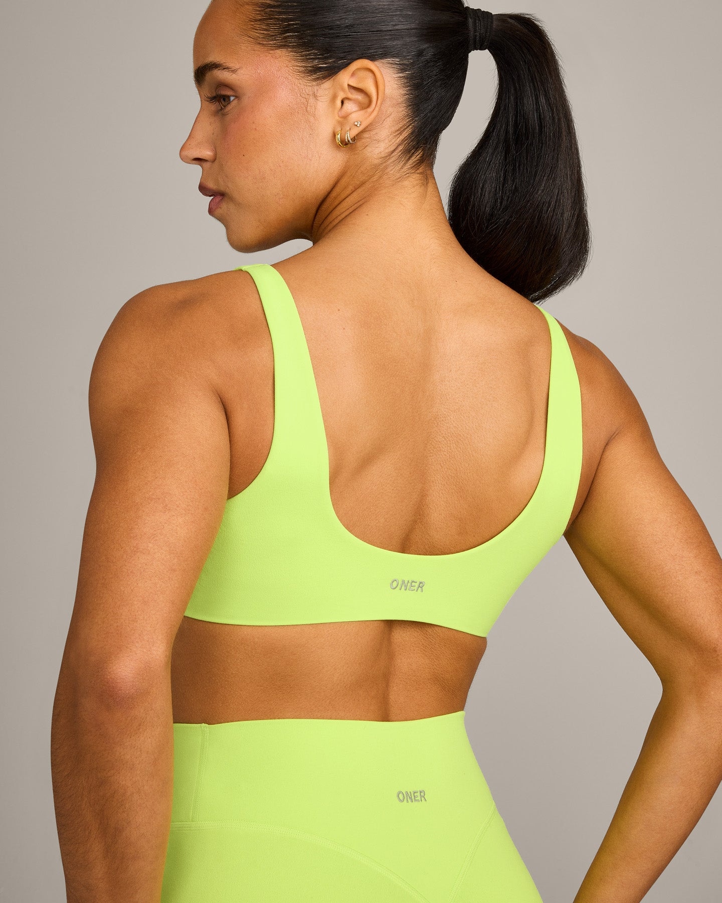 SoftMotion Scoop Back Bralette with Grey Logo | Citrus Green - Image 5