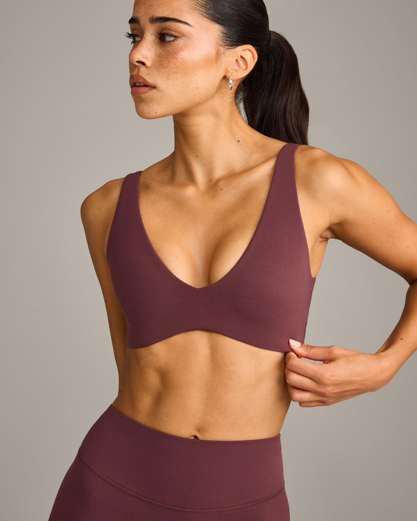 SoftMotion Scoop Back Bralette with Grey Logo | Velvet Mocha - Image 5