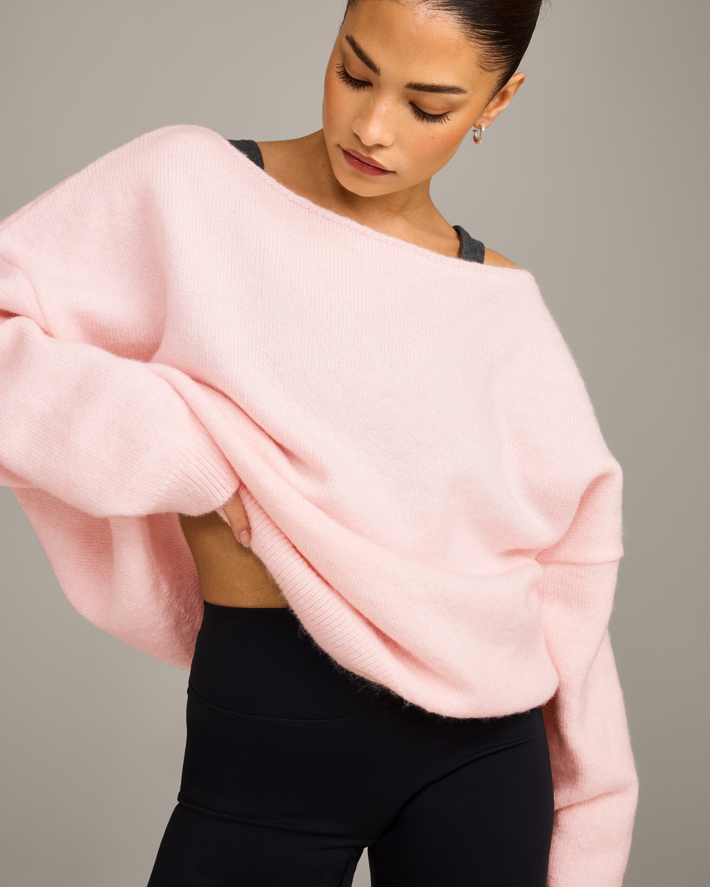 Oversized Knit Off-The-Shoulder Sweater | Soft Girl Pink - Image 4