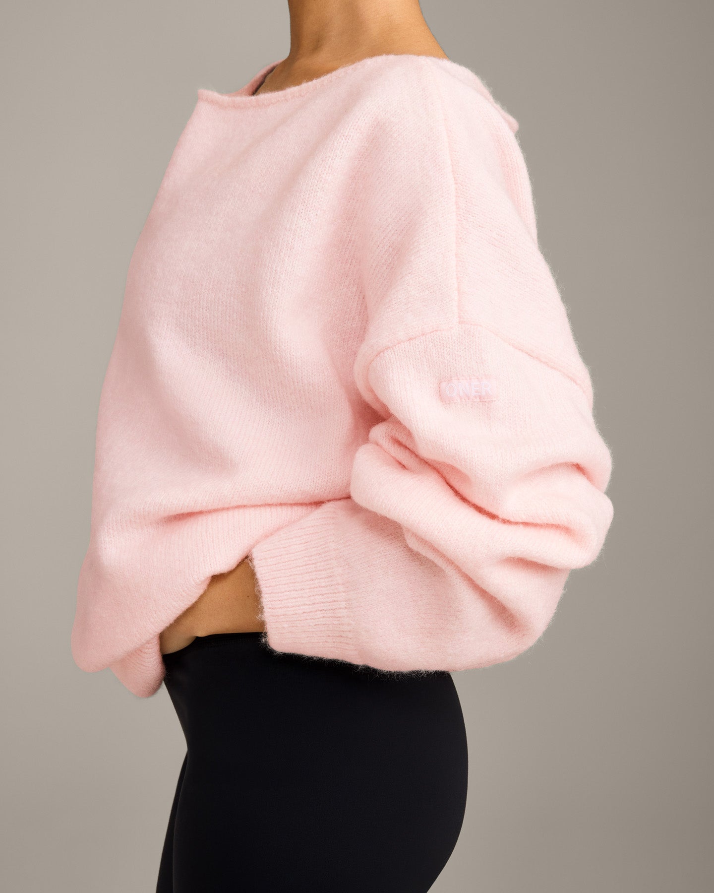 Oversized Knit Off-The-Shoulder Sweater | Soft Girl Pink - Image 6