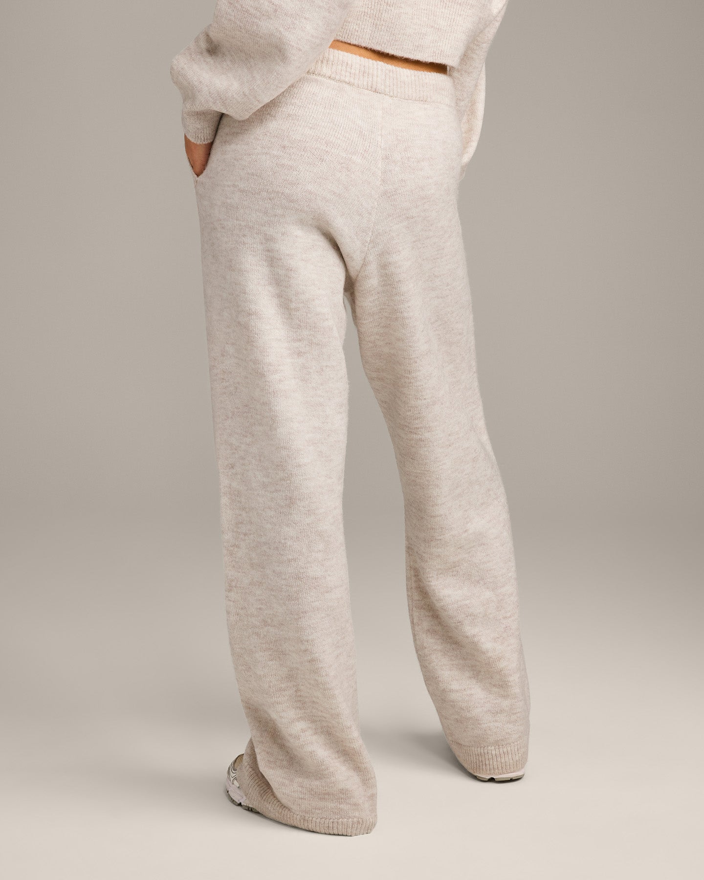 Oversized Knit Straight Leg Bottoms | Oat Marl - Image 6