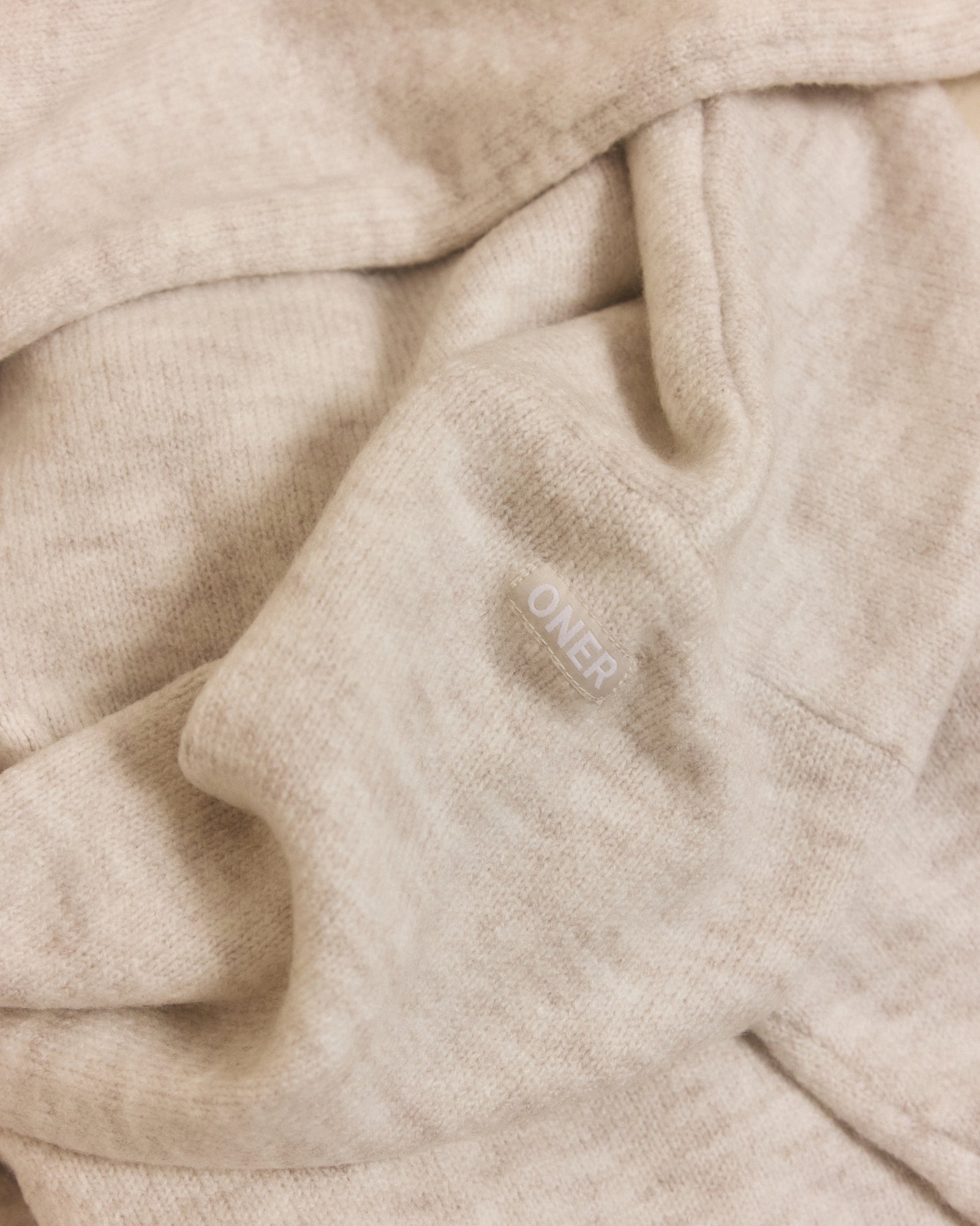 Oversized Knit Zip Through Mid Hoodie | Oat Marl - Image 2