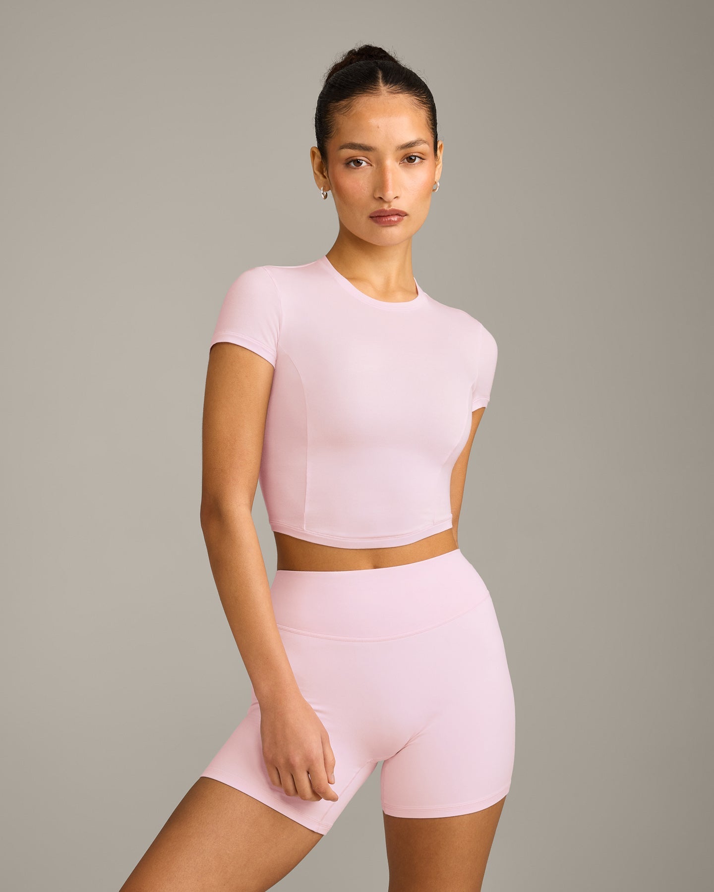 Mellow Motion Crew Neck Mid Top | Soft Girl Pink