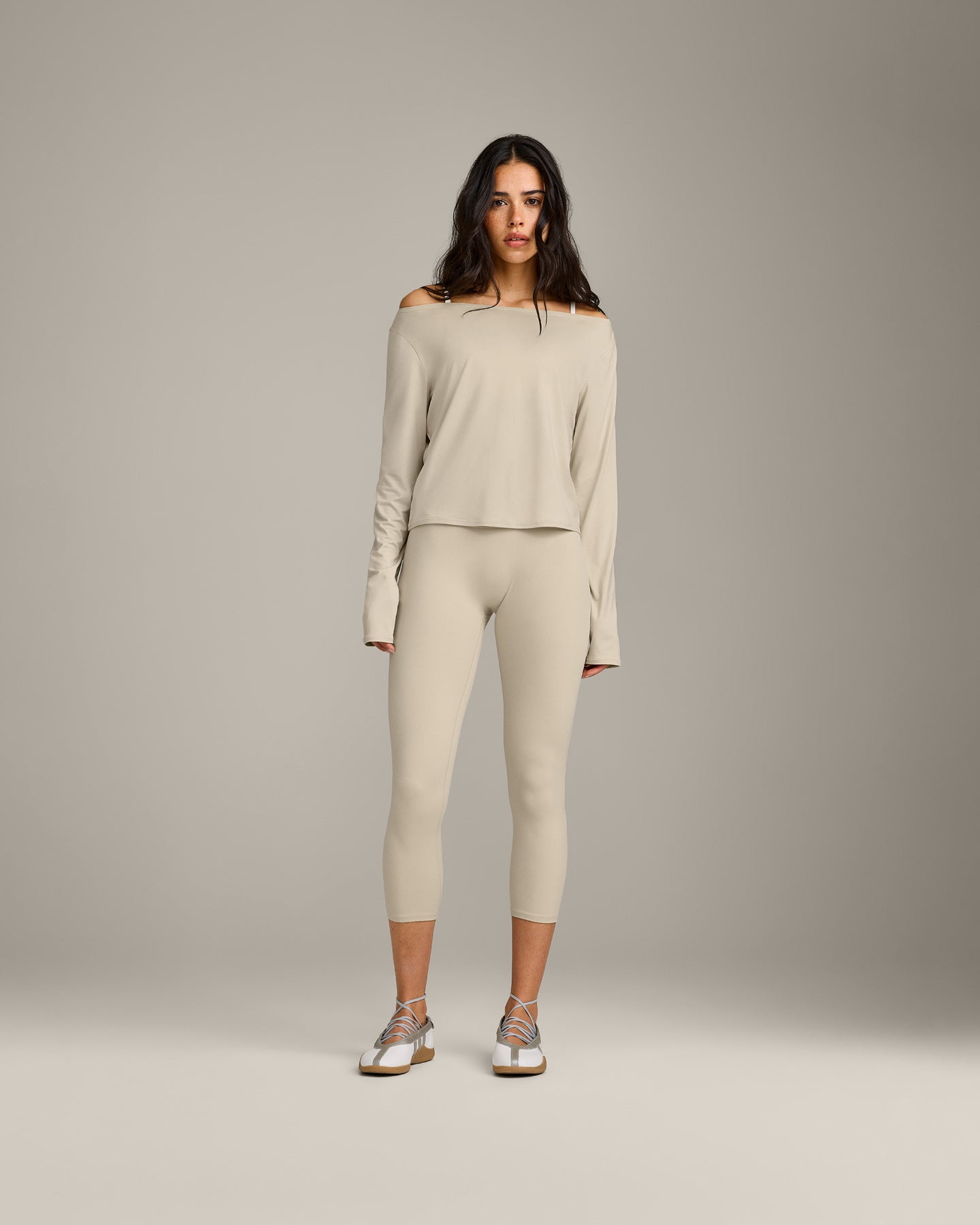 FormeSoft Relaxed Slash Neck Long Sleeve Top | Oatmeal - Image 3