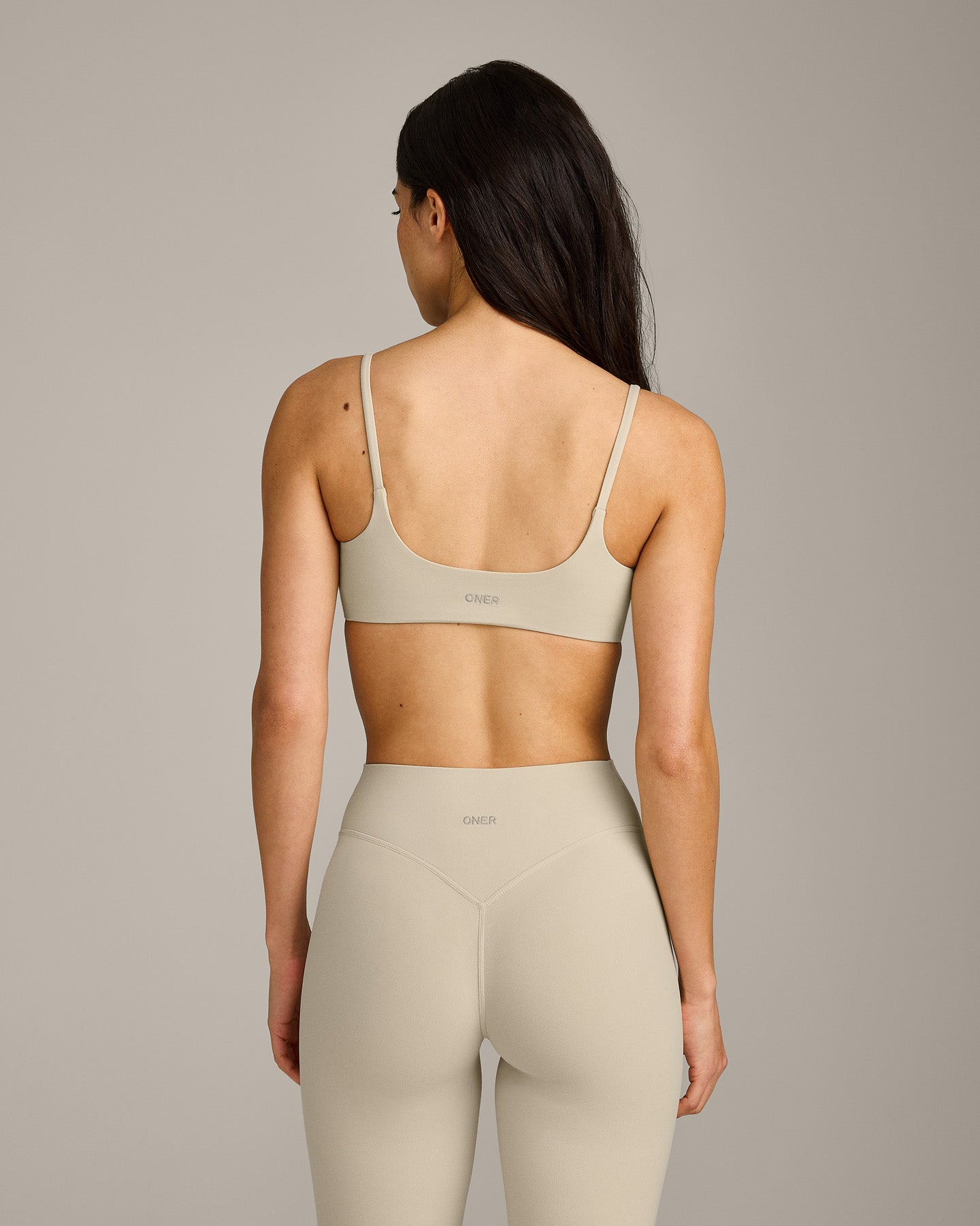 SoftMotion Strappy Sports Bra with Grey Logo | Oatmeal - Image 5