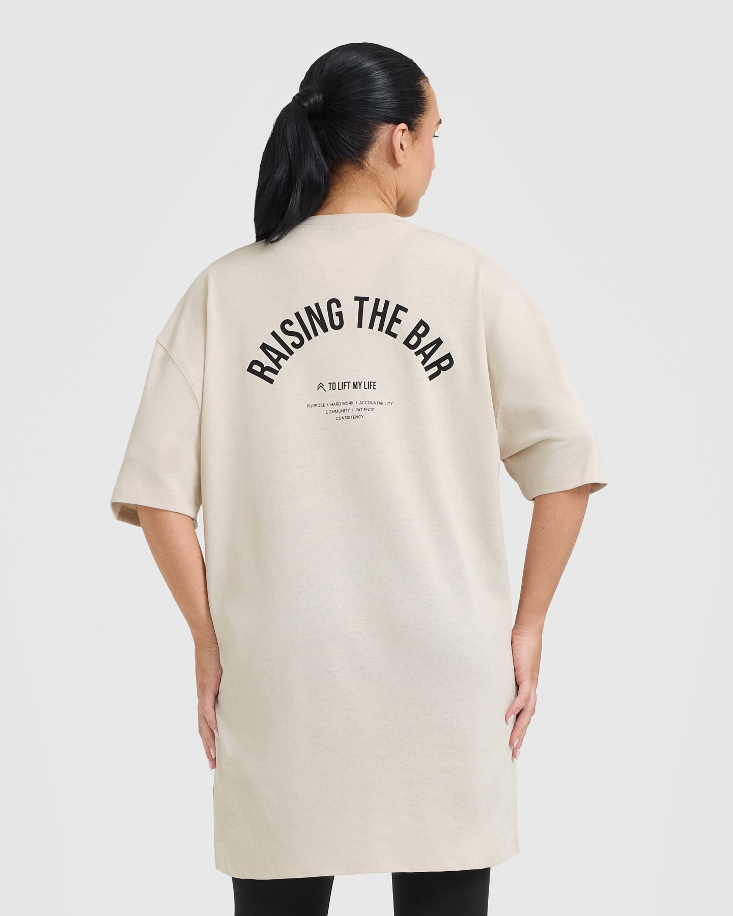 Raising The Bar Graphic Longline T-Shirt | Sand - Image 2