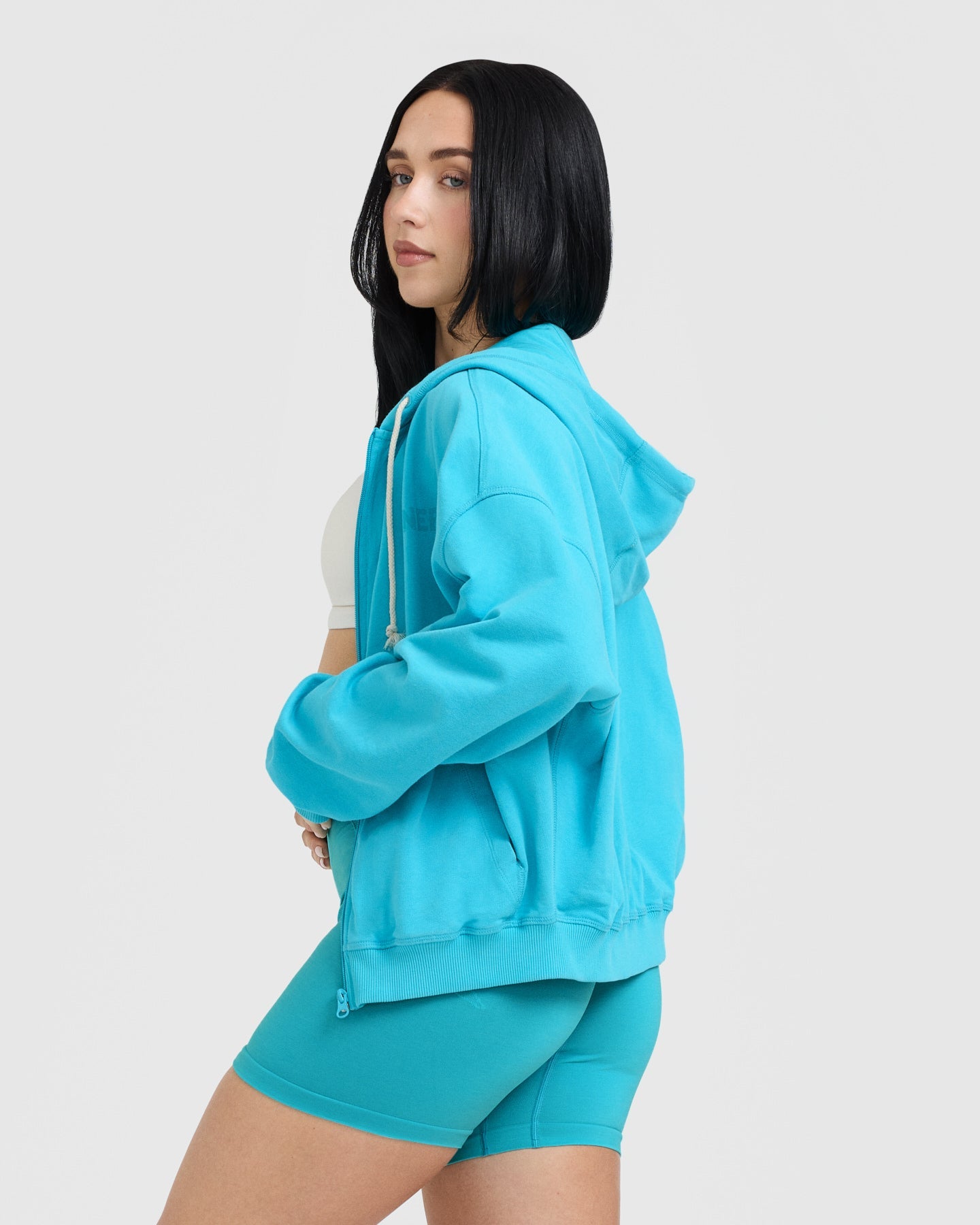 Raw Lounge Oversized Zip Hoodie | Aqua Blue - Image 2