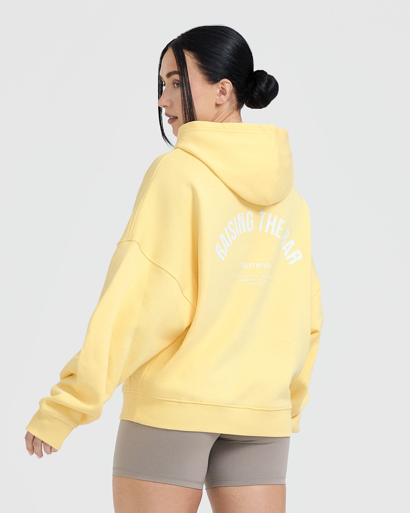 Raising the Bar Graphic Unisex Oversized Hoodie | Sherbert Yellow - Image 2