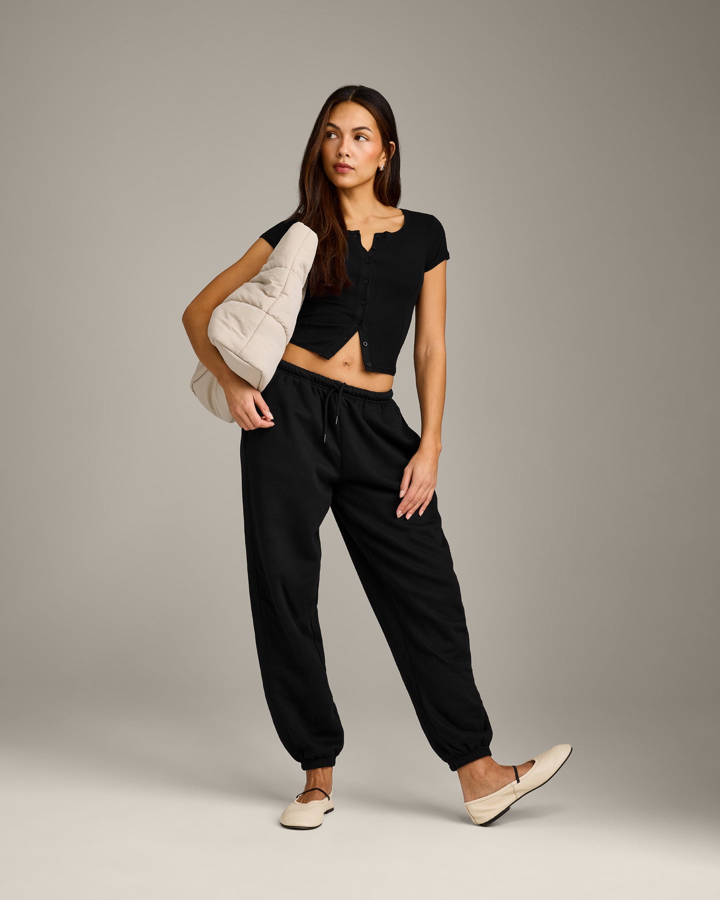 Mellow Rib Mid Short Sleeve Cardigan | Black - Image 2