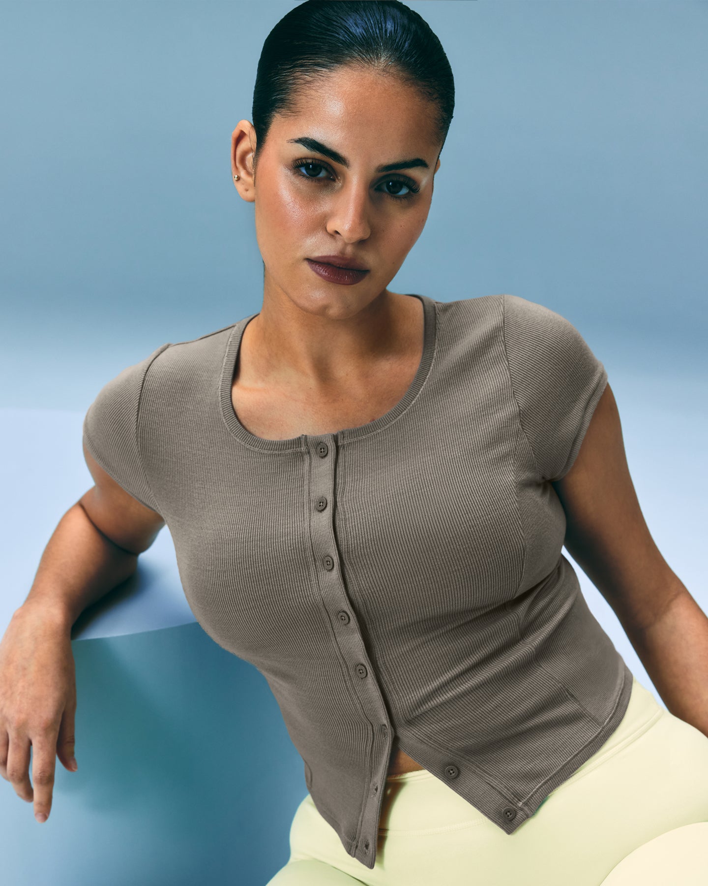 Mellow Rib Mid Short Sleeve Cardigan | Warm Minky - Image 2