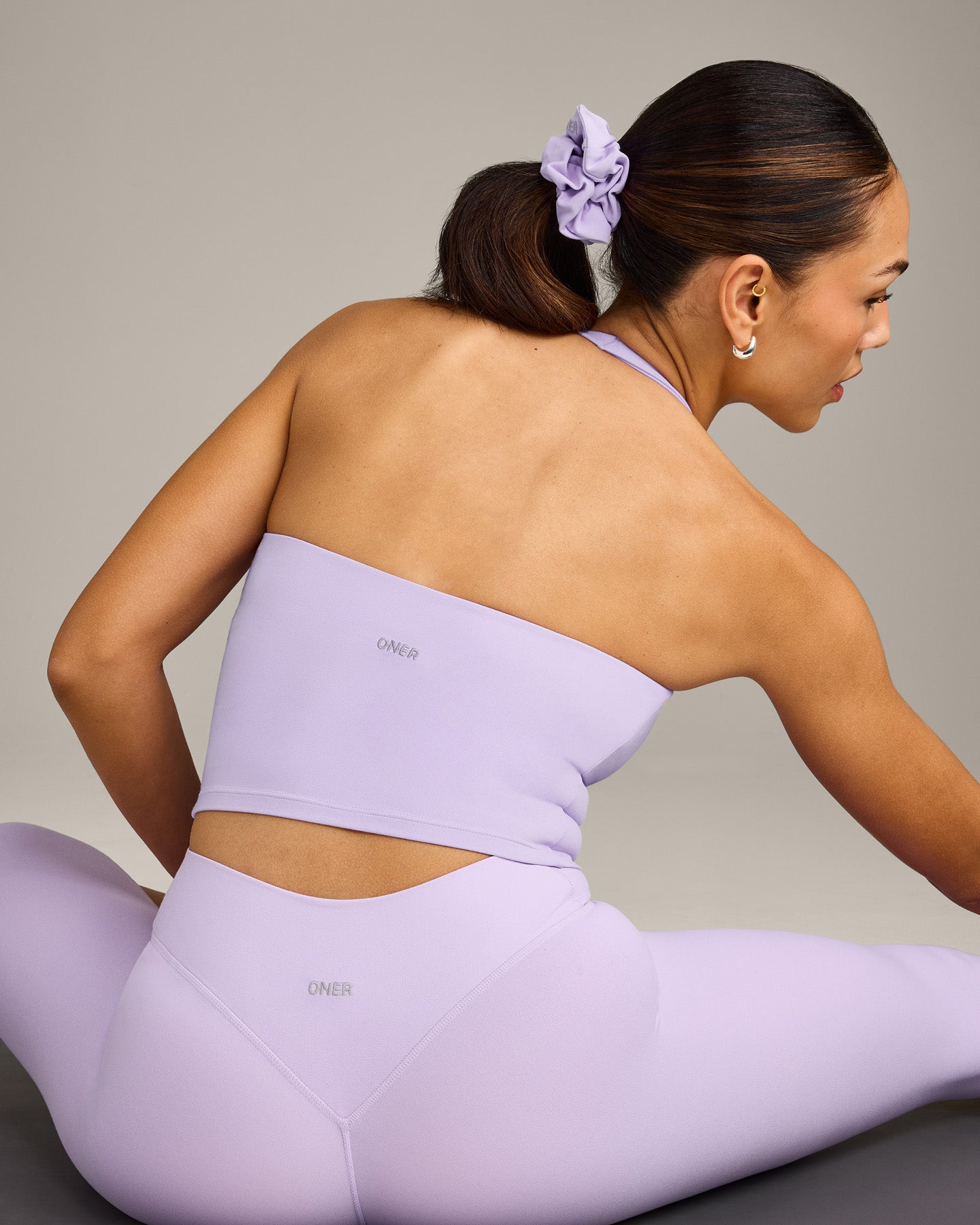 SoftMotion Halter Neck Mid Vest with Built in Bra Shelf with Grey Logo | Lavender Purple - Image 2
