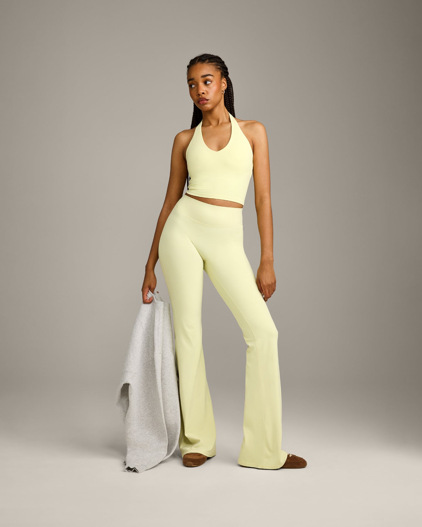 SoftMotion Flared Bottoms with Grey Logo | Pastel Yellow - Image 2