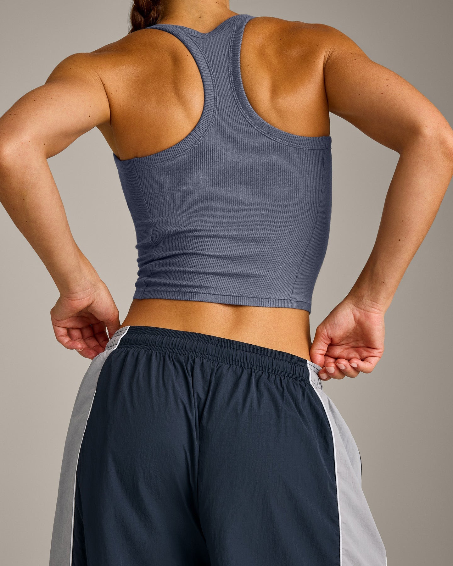Oversized Contrast Piped Woven Straight Leg Track Bottoms | True Blue - Image 4