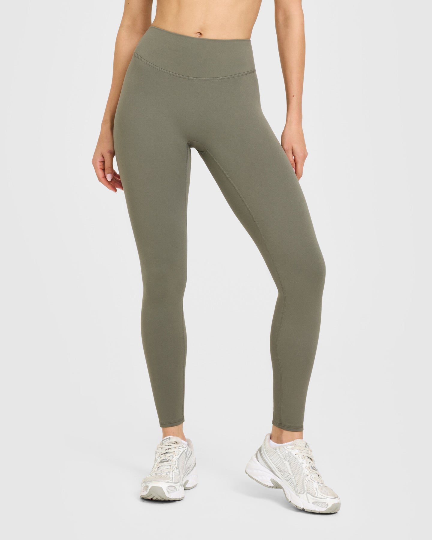 SoftMotion High Waisted Leggings with White Logo | Alpine Green - Image 2