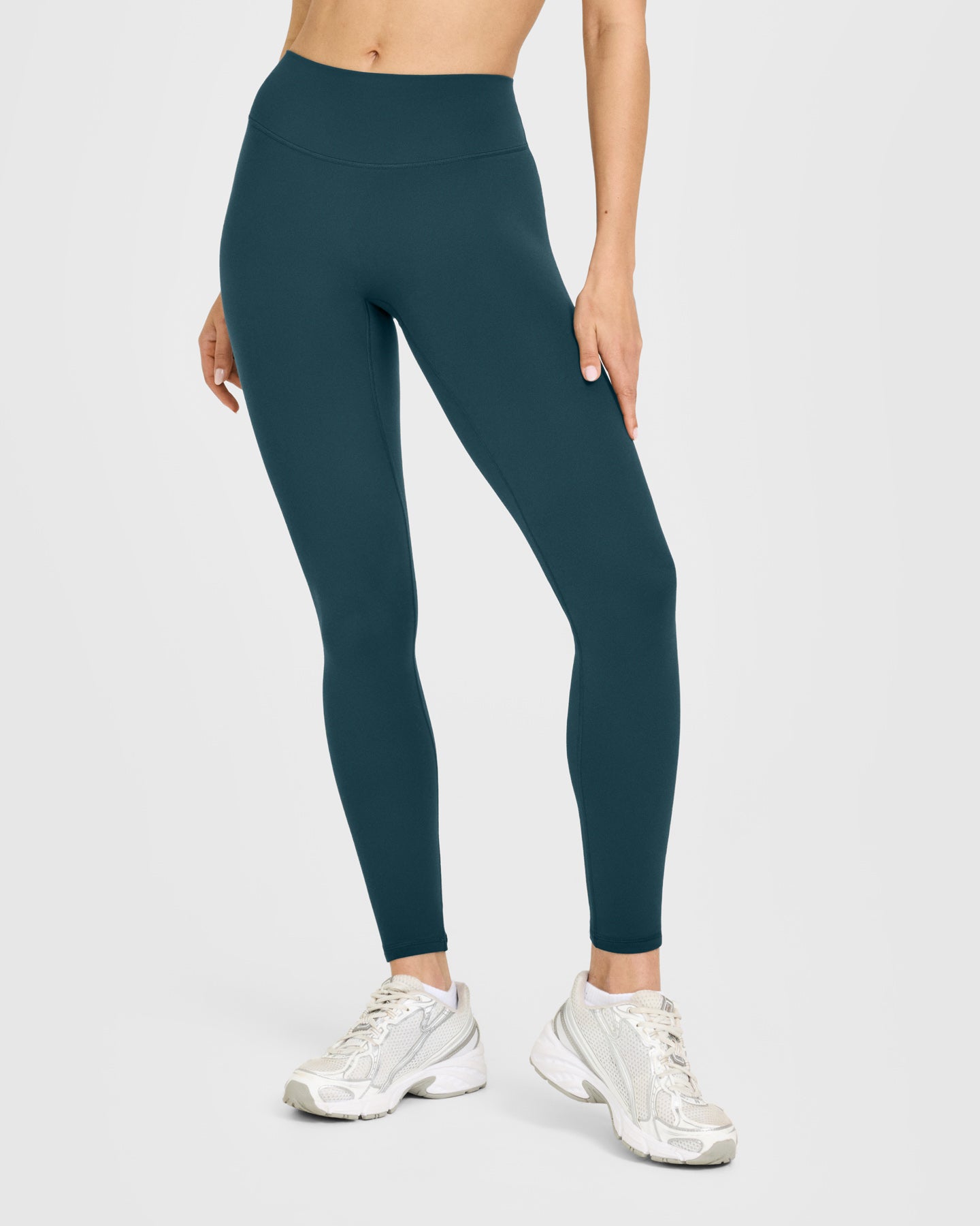 SoftMotion High Waisted Leggings with White Logo | Oil Blue - Image 2