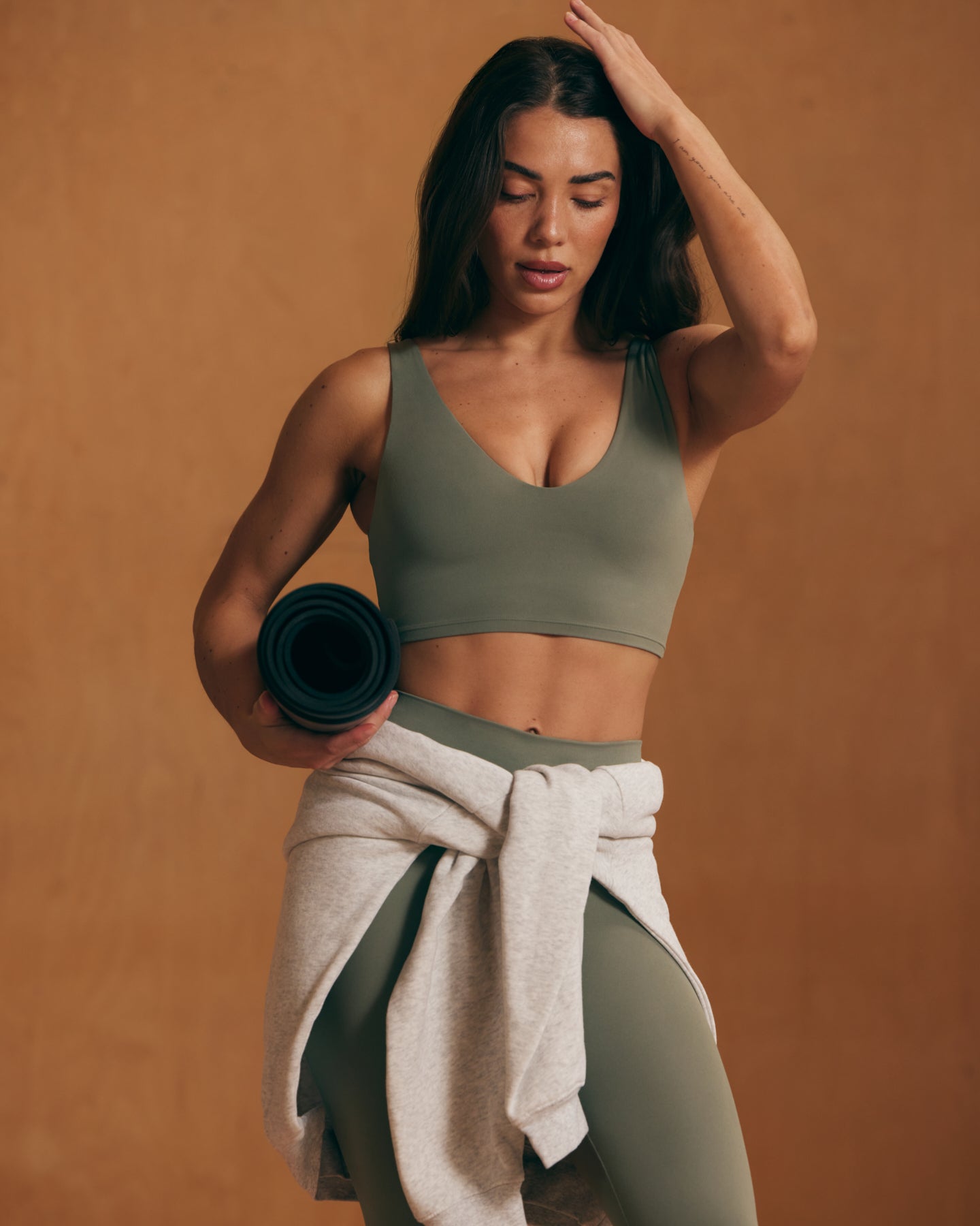 SoftMotion Longline Sports Bra with White Logo | Alpine Green - Image 2