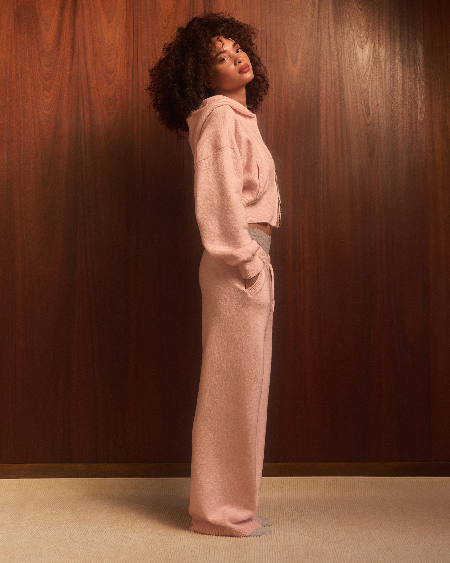 Oversized Knit Straight Leg Bottoms | Soft Girl Pink - Image 2